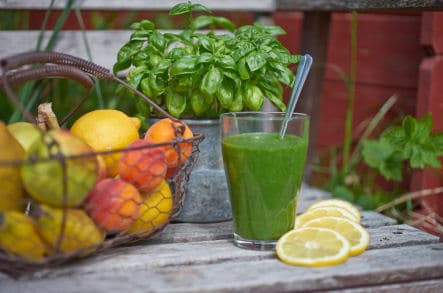 grüner Smoothie mit Basilikum